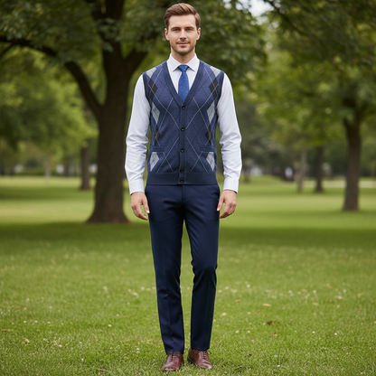 Diamantstrikket Vest Herre | Elegant Strikket Vest