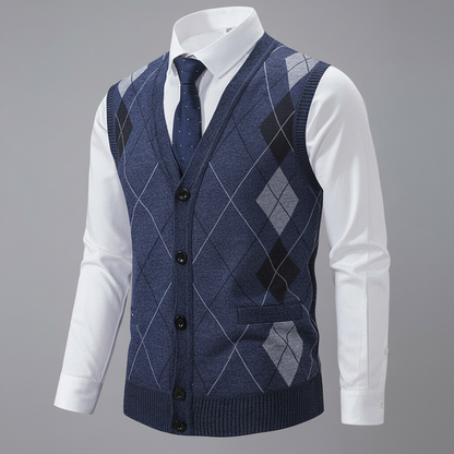 Diamantstrikket Vest Herre | Elegant Strikket Vest