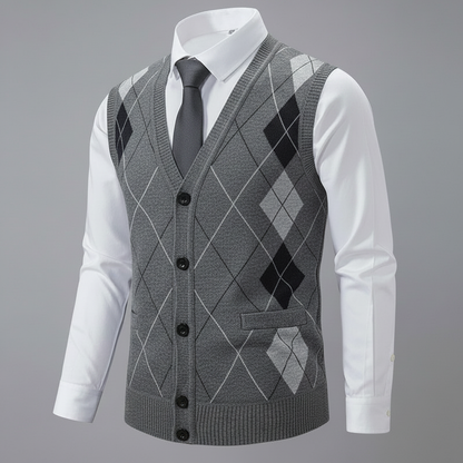Diamantstrikket Vest Herre | Elegant Strikket Vest