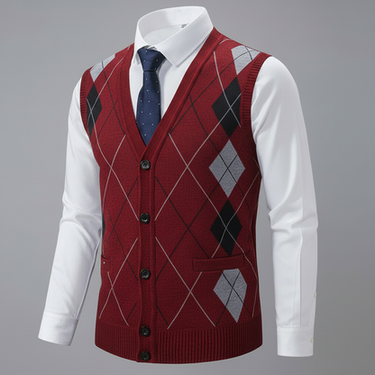 Diamantstrikket Vest Herre | Elegant Strikket Vest