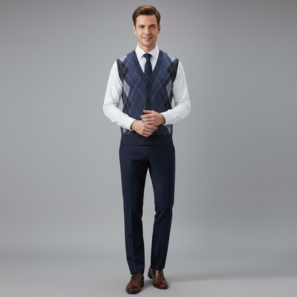 Diamantstrikket Vest Herre | Elegant Strikket Vest