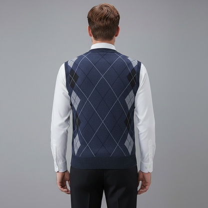Diamantstrikket Vest Herre | Elegant Strikket Vest