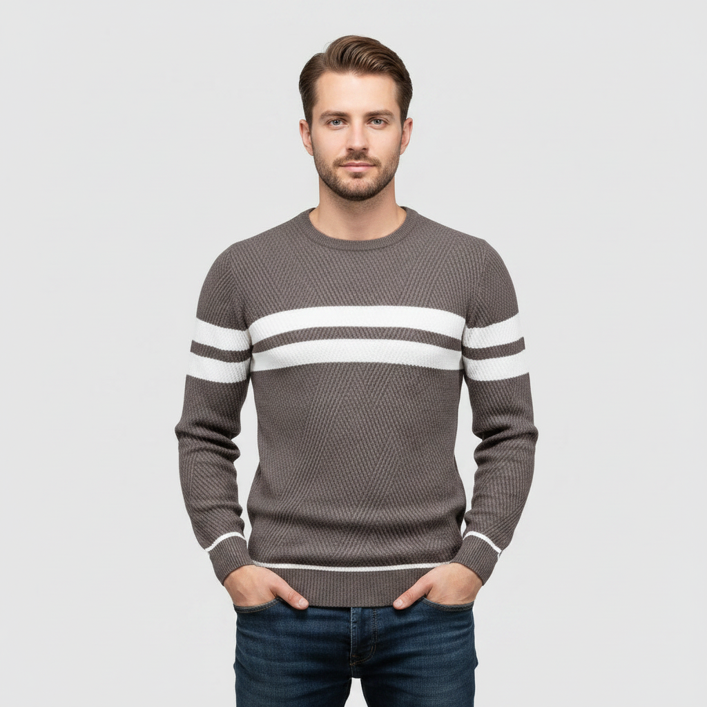 Eleganza Quotidiana Strikkegenser | Klassisk O-hals med Striper