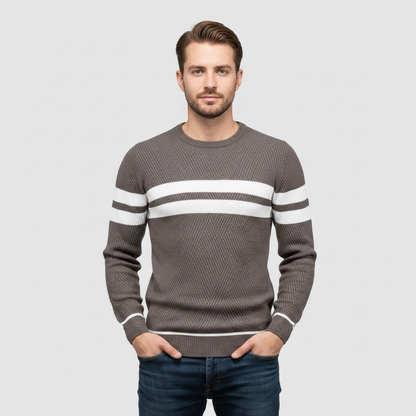 Eleganza Quotidiana Strikkegenser | Klassisk O-hals med Striper
