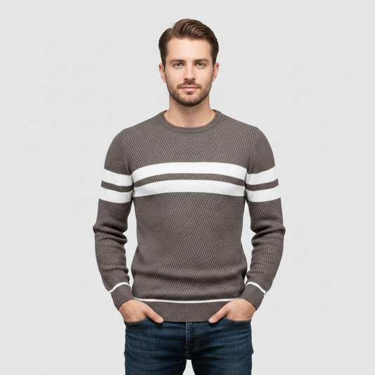 Eleganza Quotidiana Strikkegenser | Klassisk O-hals med Striper
