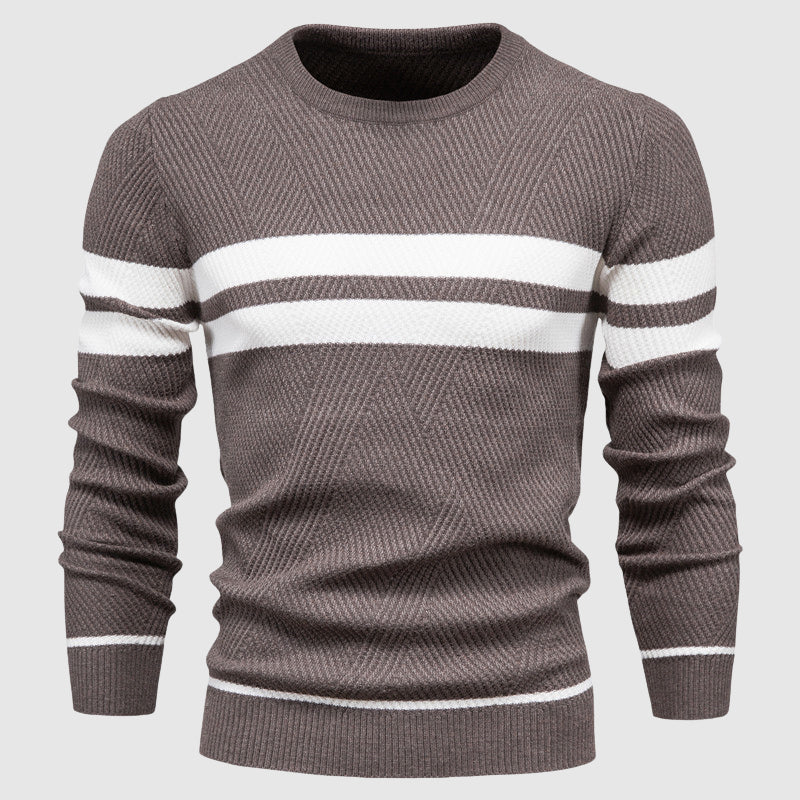 Eleganza Quotidiana Strikkegenser | Klassisk O-hals med Striper 0