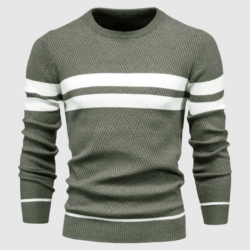 Eleganza Quotidiana Strikkegenser | Klassisk O-hals med Striper 2
