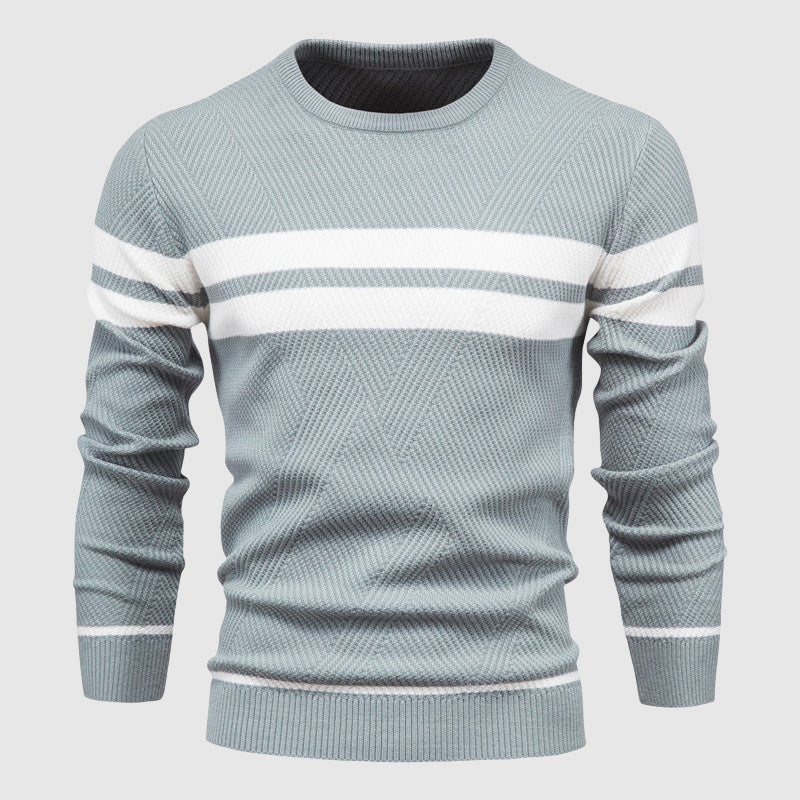 Eleganza Quotidiana Strikkegenser | Klassisk O-hals med Striper 4