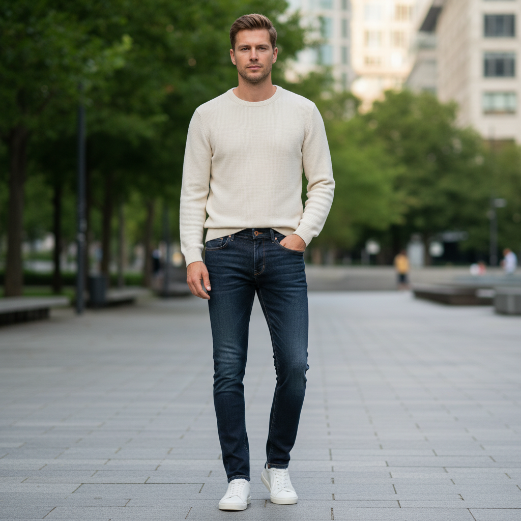 Komfortable Jeans Herre | Klassisk Rett Passform