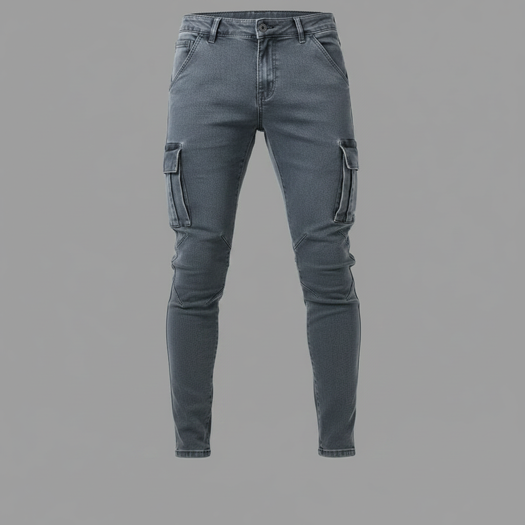 Cargo-jeans med flere lommer for menn | Allsidige arbeidsbukser