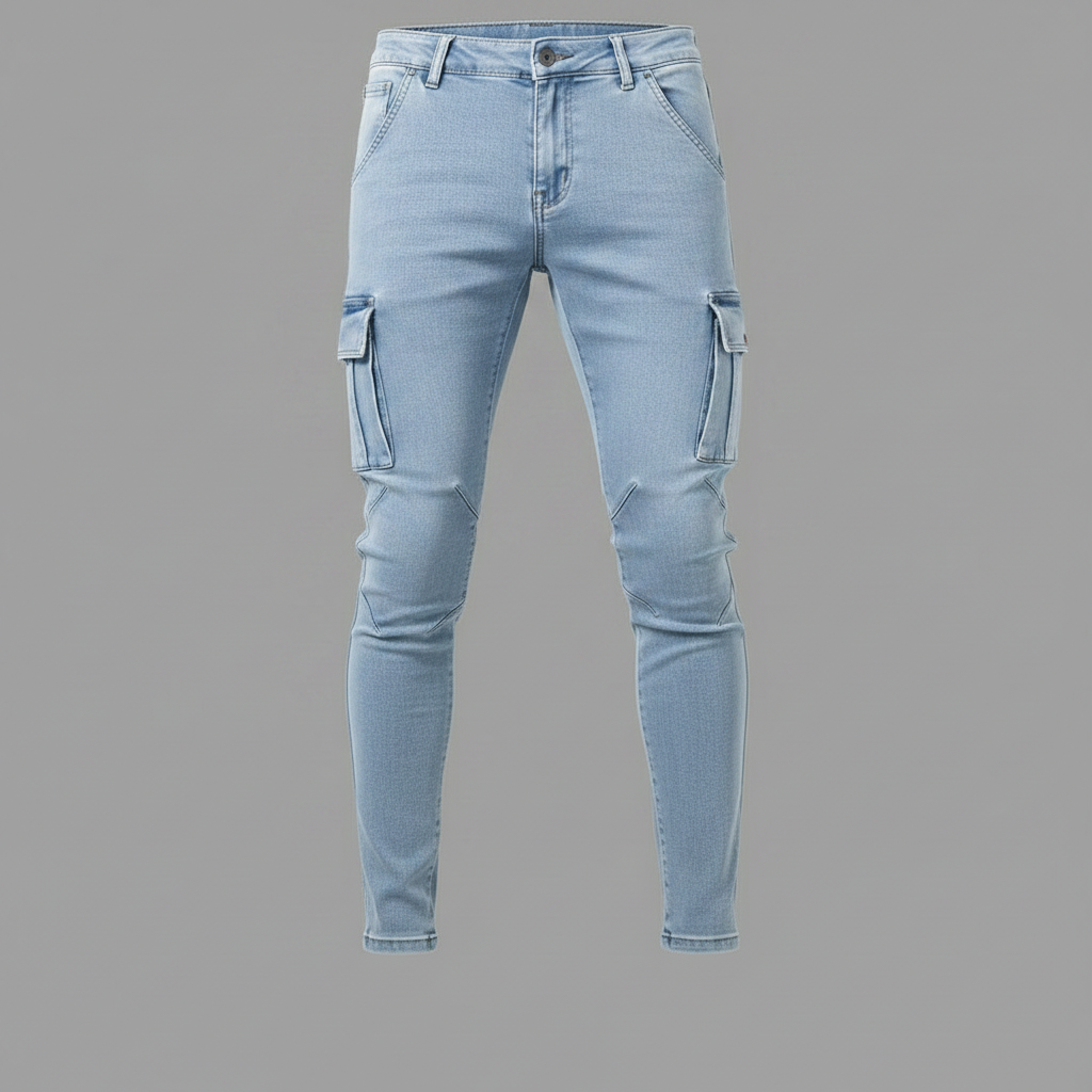 Cargo-jeans med flere lommer for menn | Allsidige arbeidsbukser
