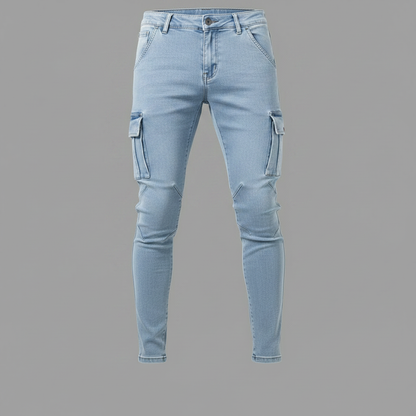 Cargo-jeans med flere lommer for menn | Allsidige arbeidsbukser