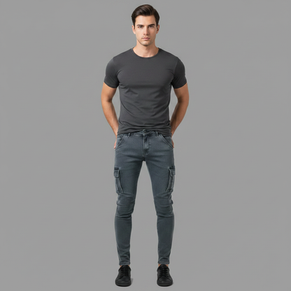 Cargo-jeans med flere lommer for menn | Allsidige arbeidsbukser