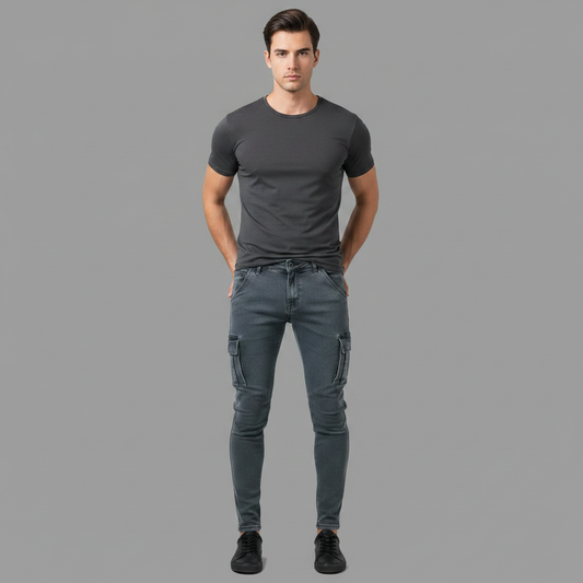 Cargo-jeans med flere lommer for menn | Allsidige arbeidsbukser