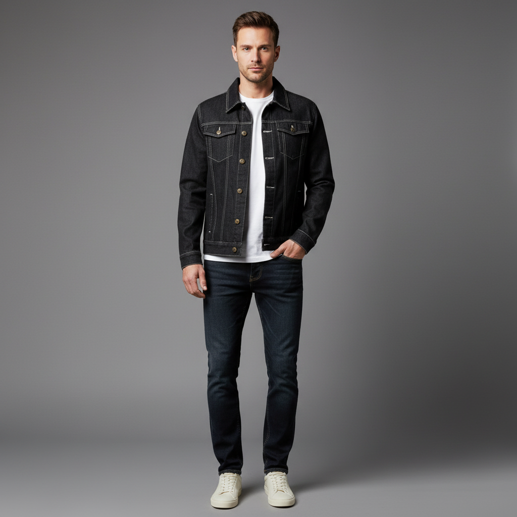 Dongerijakke Herre | Trucker Snitt Uformell Stil