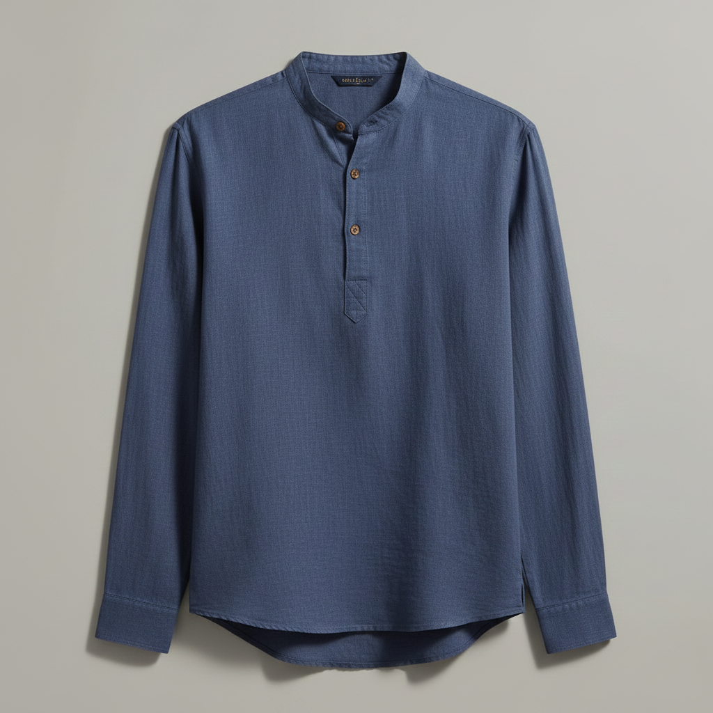 Langermet Henley-skjorte for menn | Avslappet passform