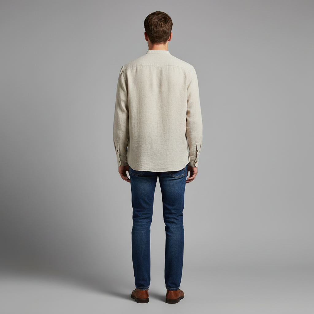Langermet Henley-skjorte for menn | Avslappet passform