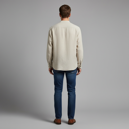 Langermet Henley-skjorte for menn | Avslappet passform
