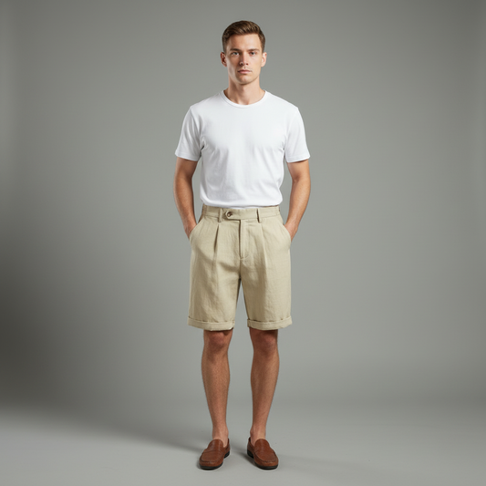 Lyocell Plisserte Chinoshorts | Sommer Shorts for Menn