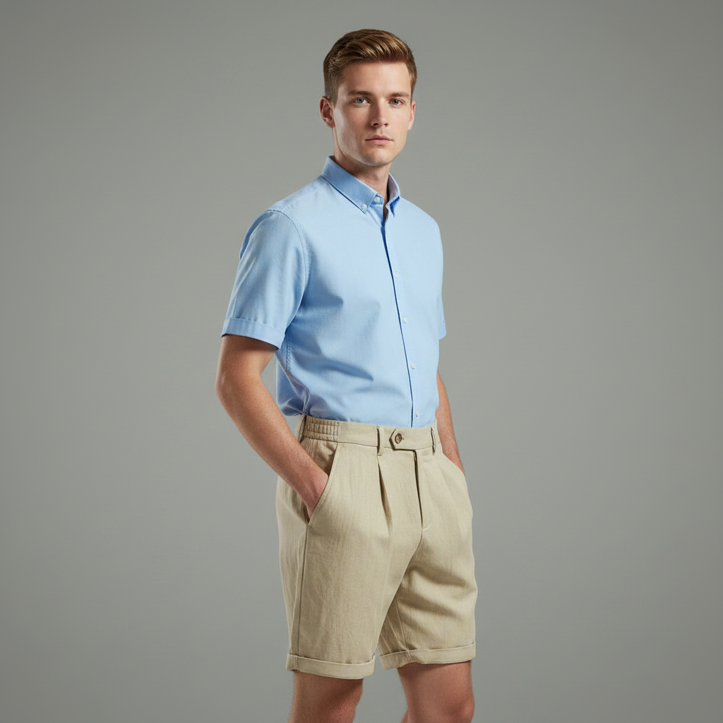 Lyocell Plisserte Chinoshorts | Sommer Shorts for Menn