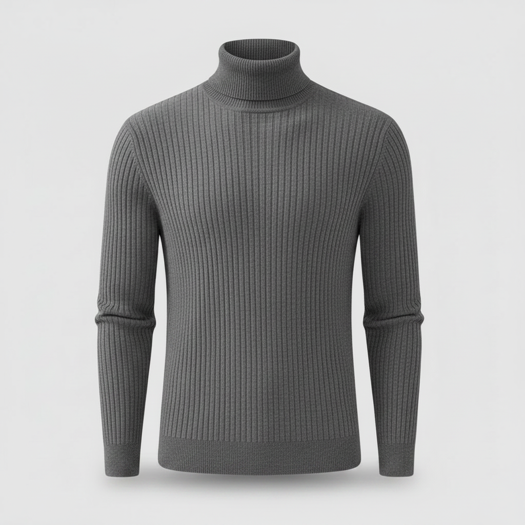 Ribbete Rullehalsgenser Herre | Slim Fit Ullgenser