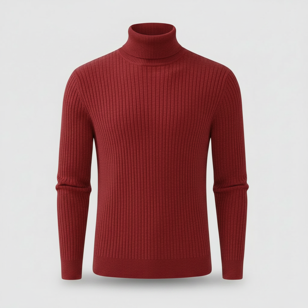 Ribbete Rullehalsgenser Herre | Slim Fit Ullgenser