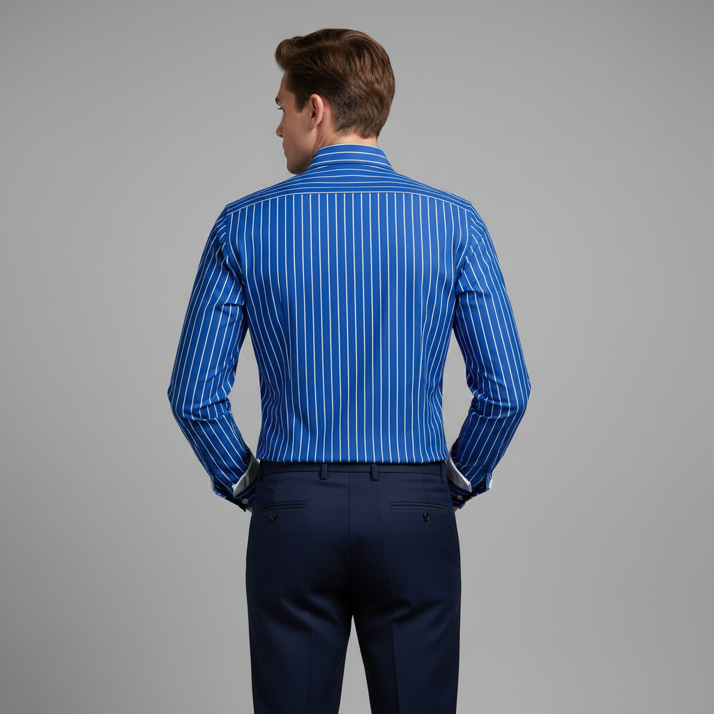 Elegant Langermet Skjorte | Skjorte Herre med Vertikale Striper