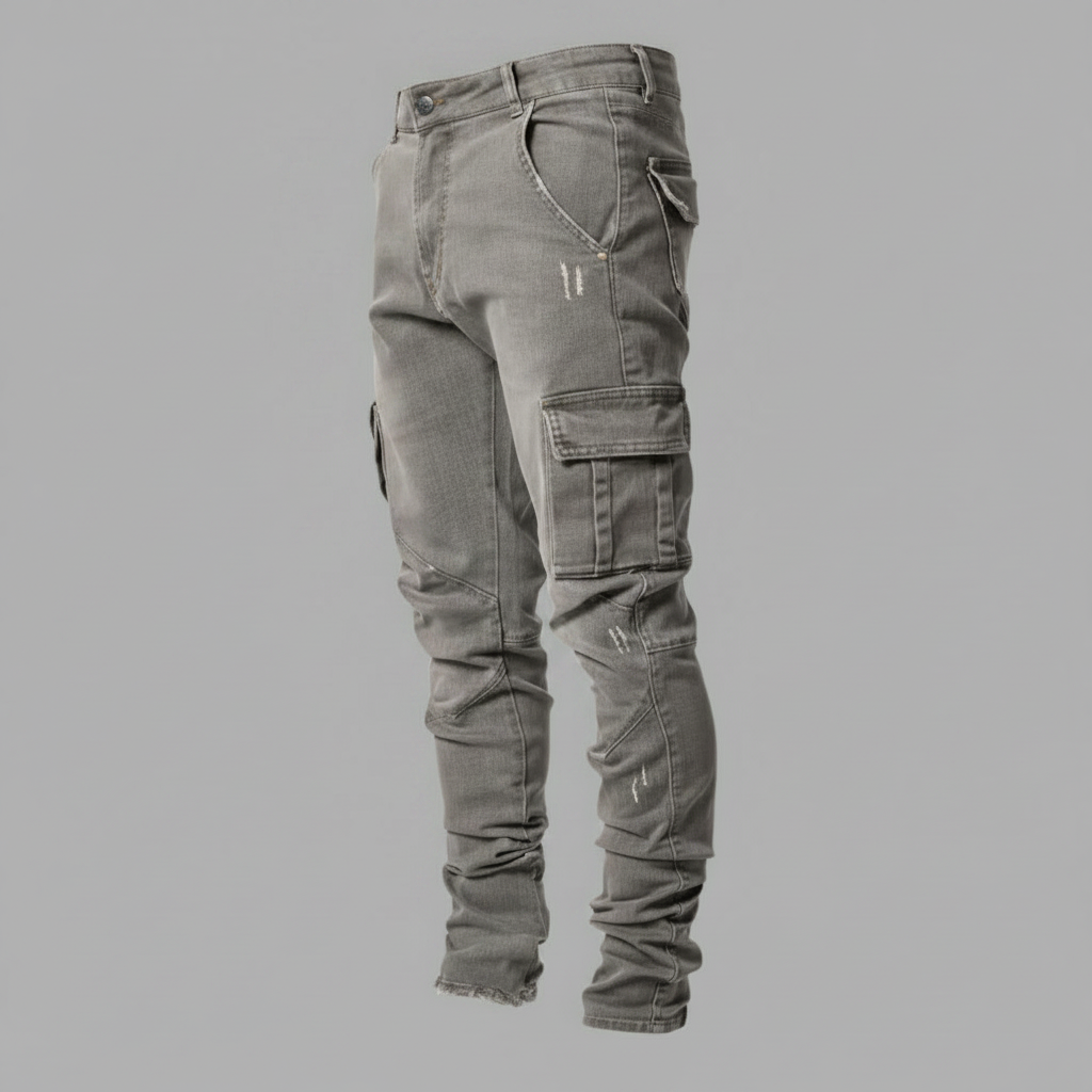 Slim-Fit Stretch Denim Cargo-bukser | Herre Bukser