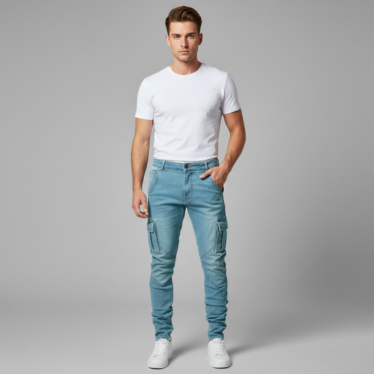 Slim-Fit Stretch Denim Cargo-bukser | Herre Bukser