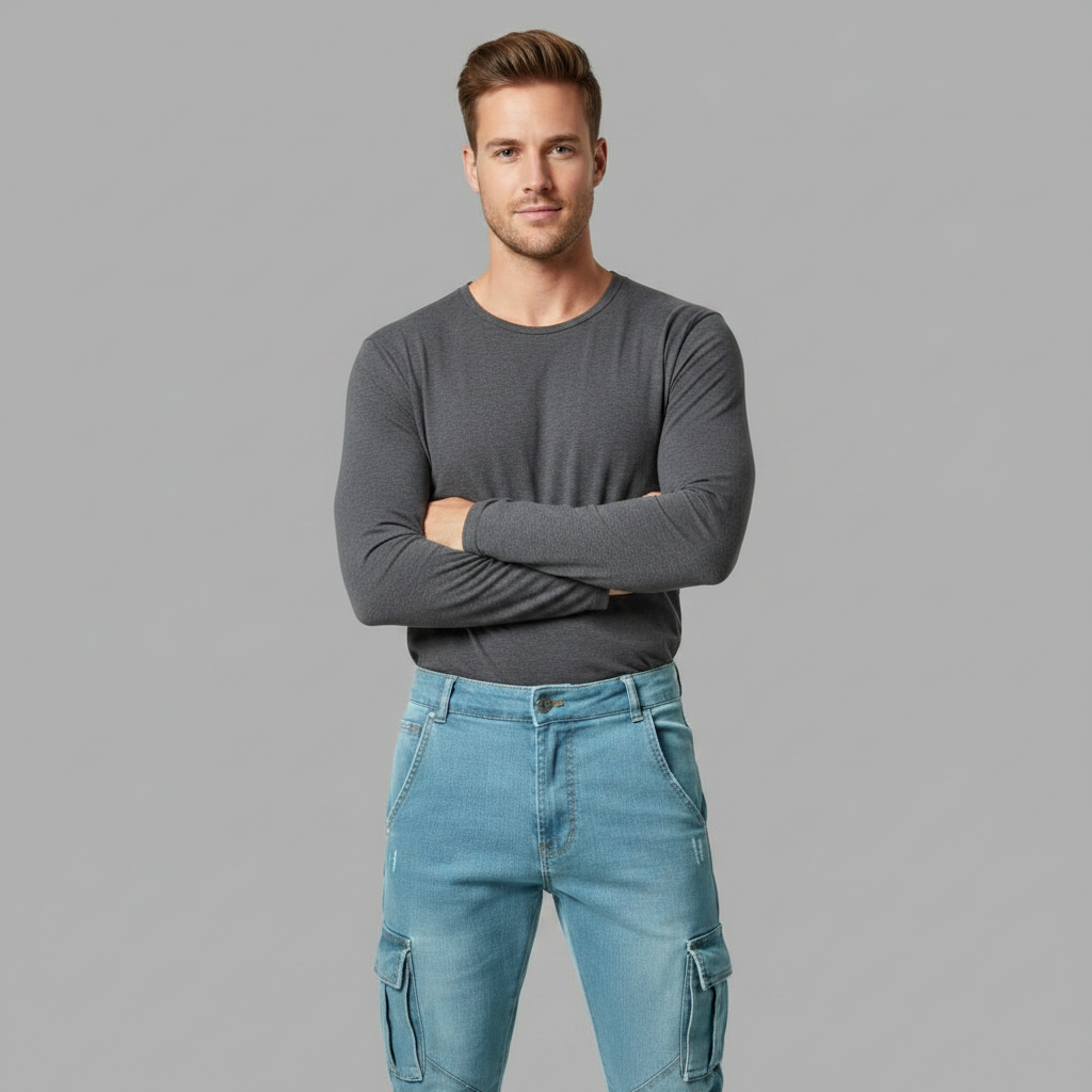 Slim-Fit Stretch Denim Cargo-bukser | Herre Bukser