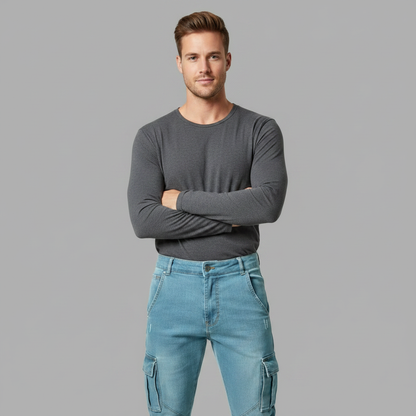 Slim-Fit Stretch Denim Cargo-bukser | Herre Bukser