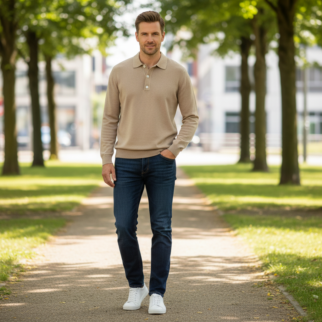 Langermet Polo Skjorte Herre | Klassisk og Komfortabel