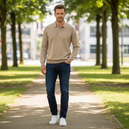 Langermet Polo Skjorte Herre | Klassisk og Komfortabel