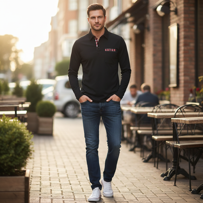 Langermet Polo Skjorte Herre | Klassiske Farger